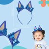 NCMAMA Blue Dog Ears Headbands For Girls, 1Pcs Cat Ear Headband Halloween Birthday Party Supplies Glitter Hair Accessories Toddler Kids Adult (Blue)