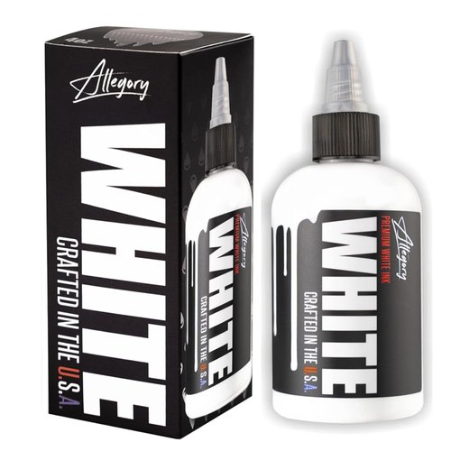 Allegory Tattoo Ink – White, Premium White Tattoo Ink, Perfect for Mixing, Shading and Highlighting, Smooth, Consistent Pigment, Vegan friendly Tattoo Color, Organic Ink, Crafted in the USA, 4 oz