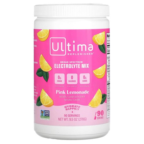 Ultima Replenisher Daily Electrolyte Drink Mix – Pink Lemonade, 90 Serving – Hydration Powder with 6 Key Electrolytes & Trace Minerals – Keto Friendly, Vegan, Non-GMO & Sugar-Free Electrolyte Powder