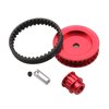 Belt Drive Transmission 12T/30T Gears System for Traxxas 1/10 TRX4 TRX6 RC Car, Metal Timing Belt Pulley No Noise Upgrade Part (Red)
