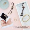 Pulleez Sliding Ponytail Holder, Gold Smoke Topaz Crystal Bell Metal Charms - Brown Elastic Hair Tie Bracelet