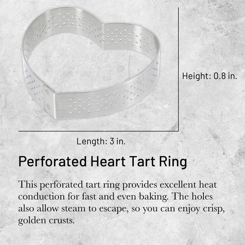 De Buyer Perforated Heart Tart Ring - 3” - Perfect for Baking Crisp, Heart-Shaped Tarts - Easy to Use & Clean - Made in France