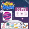 EMOME 50 Sheets Individually Wrapped Space Kids Tattoos Temporary for Boys, Space Tattoo Stickers for Outer Space Party Favors, Spaced Themed Party Supplies for Astronaut Birthday Decorations