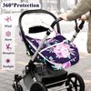 Winter Carseat Cover Girls, Purple Cozy & Warm Cover, Infant Car Seat Canopy, Ultra-Soft Breathable Protect Baby from Cold Wind, Zipped Removable Design