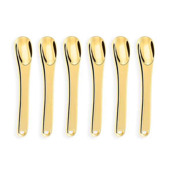 KOIBITO 6 Pack Metal Makeup Spatula, Mini Skin Care Product Aplicator, Metal Spoon, Beauty Scoop for Facial Cosmetic(Gold)