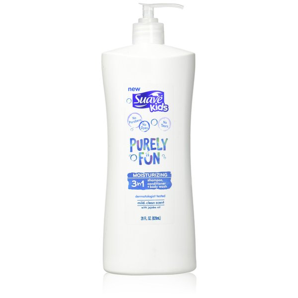 Suave Kids 3 In 1 Shampoo + Conditioner+ Body Wash Purely Fun, 28 Ounce(Packaging May Vary)