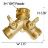 HQMPC Garden Hose Y Valve Hose Splitter Brass Hose Splitter with Solid Brass Handle Brass Y Valve Water Garden Hose Adapter 2 Way Y Valve 3/4" GHT Thread Extra 4 Presure washers (1)