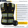 JKSafety 9 Pockets Women Hi-Vis Reflective Safety Vest | Mesh Black | Reflective Strips with Yellow Extended Trims | ANSI Compliant (168-Black, M)