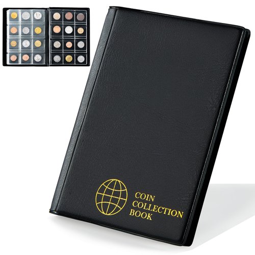 Coin Collection Album - Coin Holder Book Coin Storage Album Money Penny Pocket for Collectors CS01 (Pocket Size 30x30mm/1.2x1.2 in[120 Pockets], Elegant Black)