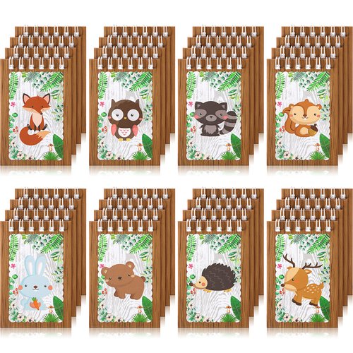32 Pieces Mini Notebooks for Kids Woodland Party Favors, Woodland Animal Mini Notepads Forest Animals Spiral Notebook Owl Raccoon Squirrel Rabbit Decor for Kids Classroom (Cute Style)