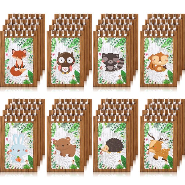 32 Pieces Mini Notebooks for Kids Woodland Party Favors, Woodland Animal Mini Notepads Forest Animals Spiral Notebook Owl Raccoon Squirrel Rabbit Decor for Kids Classroom (Cute Style)