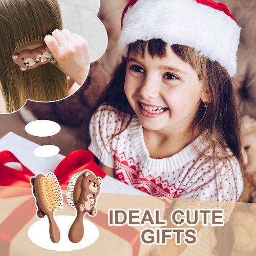 DINATIS Hair Brush Mini Toddler Hair Brush Detangler Brush Kids Detangling Hairbrush Soft Massage Comb Small Travel Hair Brush for Thick Curly Thin Long Short（Brown）