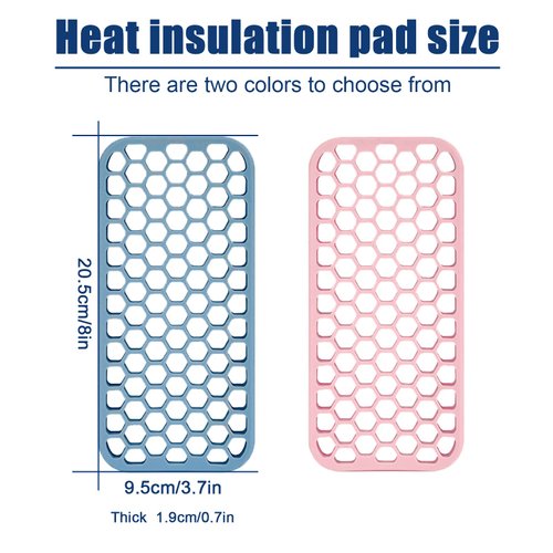 2 Pack Silicon Heat Resistant Mat for Hair Tools, Travel Hot Pad for Curling Iron Small, Non Slip Flat Iron Mat Pad, Thick Styling Tool Mat for Straightener Wands (Pink, Blue)