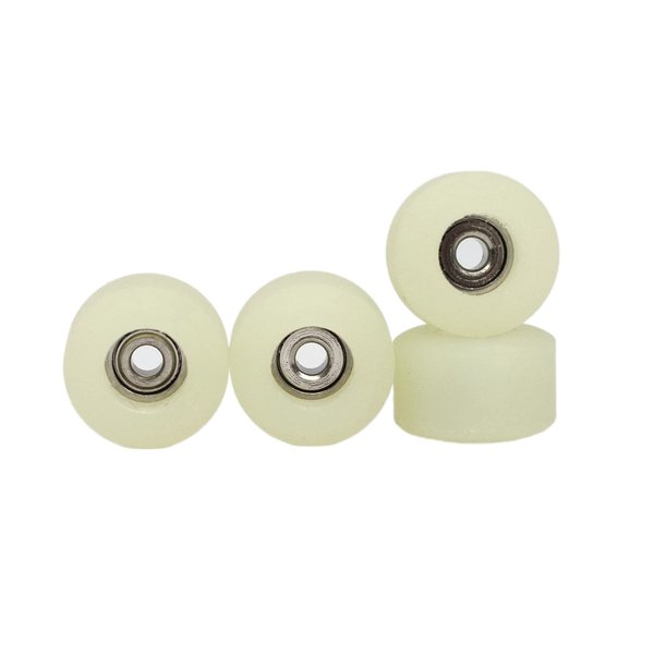Teak Tuning Apex 71D Urethane Fingerboard Wheels, New Street Shape, 7.7mm Diameter, Ultra Spin Bearings - Made in The USA - UV Vanilla Colorway