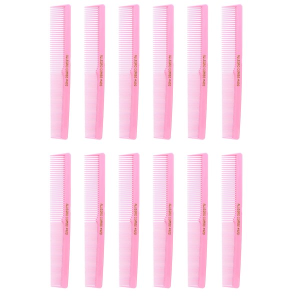 Allegro Combs 420 Hair combs Barber Comb Set Hair Cutting Pocket Styling For Hair Stylist 12 Count (Fresh Pink)