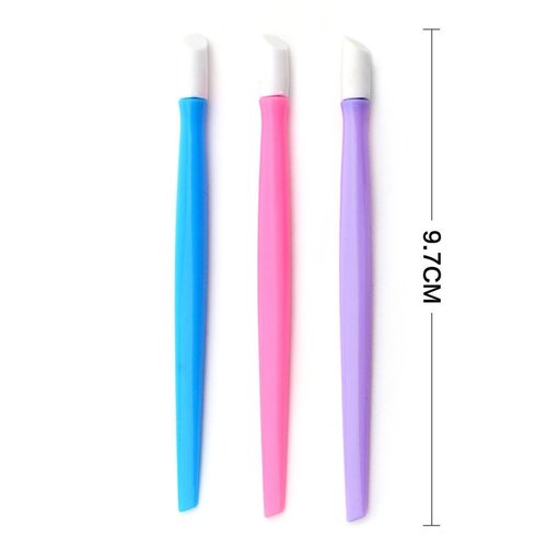 6pcs Professional Plastic Handle Hard Rubber Tipped Nail Art Tool Cuticle Pusher Cleaner(Random Color)