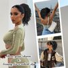 Cisyia Ponytail Extension, Black Drawstring Ponytail for Women, Clip in Wavy Curly Ponytail Hair Extensions, Natural Short Synthetic Hairpiece for Daily Use