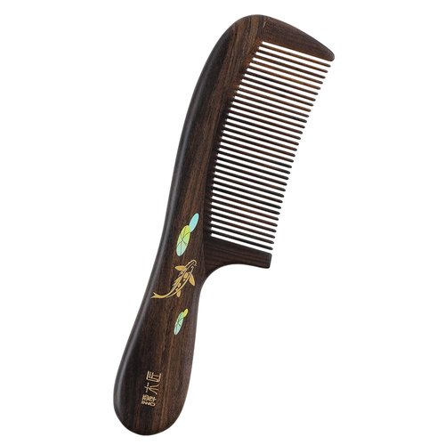TAN MUJIANG Hair Comb for Women Natural Wood Antistatic Koi Carp 1pc