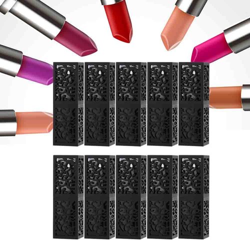 Dioche 10Pcs Empty Lipstick Tube, 12.1mm Lipstick Tube Empty DIY Cosmetic Lip Balm Container Bottle Lipstick Container Lipstick Bottle Black Hollow Lipstick Tube Handmade Lipstick Shell(01)