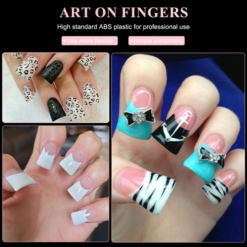 Moxluck Short Duck Nail Tips Full Cover,Curved False Nail Tips 120Pcs Duck Acrylic Nails, Wide Short French Fake Nails For Extensions Home DIY Nail Tips Art 12 Sizes