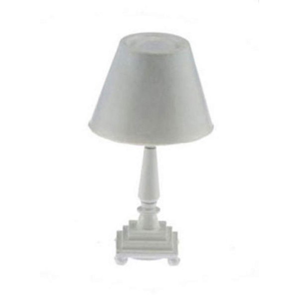 Dolls House Modern Table Lamp White Base & Shade 12V Electric Lighting