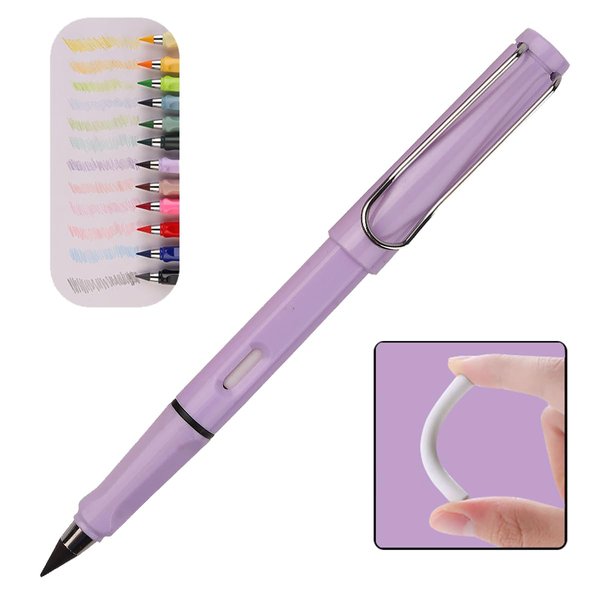 Abamabby Inkless Magic Pencil with Eraser - Infinity Reusable Pencil in Purple