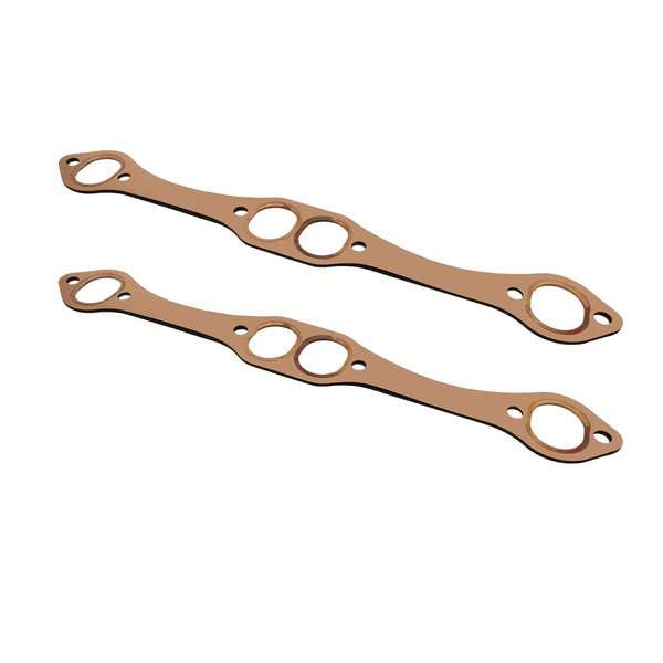TAKPART 2PCS Exhaust Gaskets Oval Port Copper Header Exhaust Gasket Reusable Compatible for SB Chevy 327 305 350 383