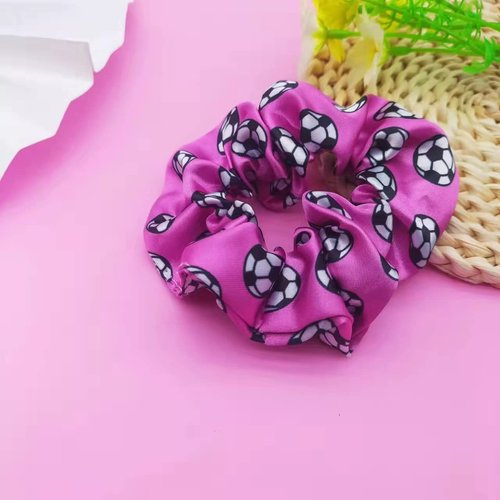 Women Girls Soccer Hair Scrunchie Football Hair Ties Soccer Hair Band Sport Hair Accessories Elastic Ponytail Holder 2 Pack TSFD29 (Purple)