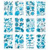 Neon Tattoo Stickers Black Lights for Glow Party Blue Luminous Temporary Tattoos 12 Sheets UV Jewellery Body Shimmer Fake Skin Tattoo for Women Girls Body Face Art Accessories