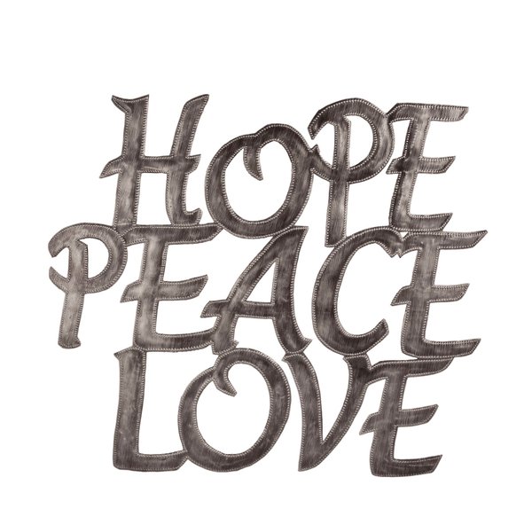 Vineworks Fair Trade Hope, Peace, Love Steel Metal Drum Art from Haiti