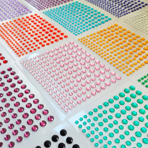 2475 Pcs Self Adhesive Rhinestone Stickers for Face Nail Eyes Decor,4 Size 15 Color Bling Sticky Gems for Body Makeup,Stick on Acrylic Jewels for CraftCard Decorations