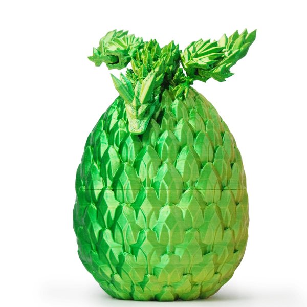 3D Printed Dragon,Articulated Winged Dragon,Crystal Dragon Surprise in Eggs, Dragon Fidget Toy for Birthday Gift (Yellow&Green)