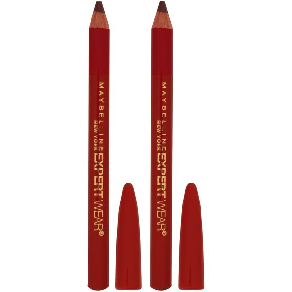 Maybelline New York Makeup Expert Wear Twin Eyebrow Pencils and Eyeliner Pencils, Dark Brown Shade, 0.06 Ounce, 2 Count (Pack of 1)
