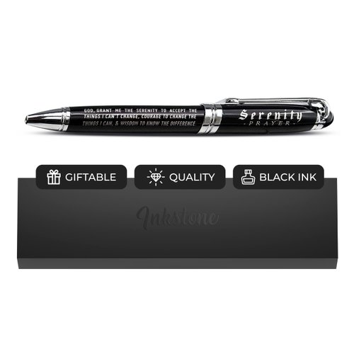Inkstone Serenity Prayer Engraved Inspirational Gift Pen with Presentation Box Faith Sobriety Recovery Quote Gift