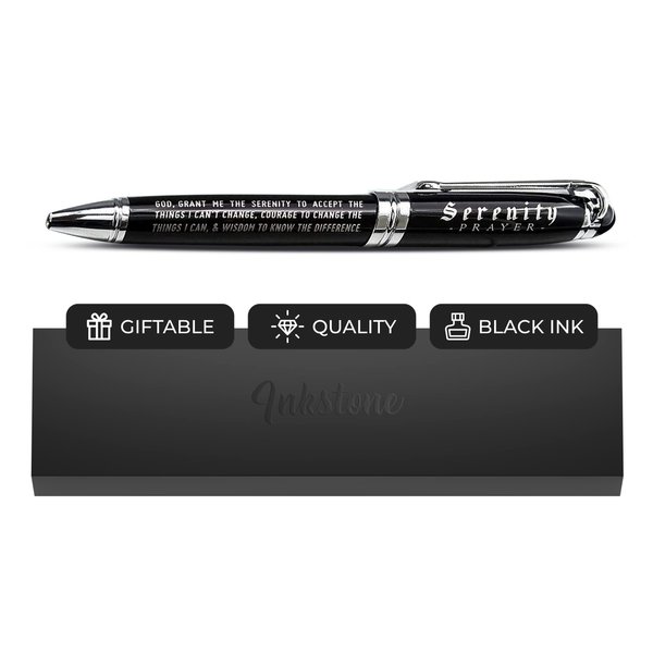 Inkstone Serenity Prayer Engraved Inspirational Gift Pen with Presentation Box Faith Sobriety Recovery Quote Gift