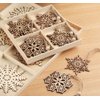 ilauke 12pcs Wooden Snowflakes Decorations 3 inch Christmas Ornaments Wood Hanging Ornament Rustic Farmhouse Christmas Craft Supplies