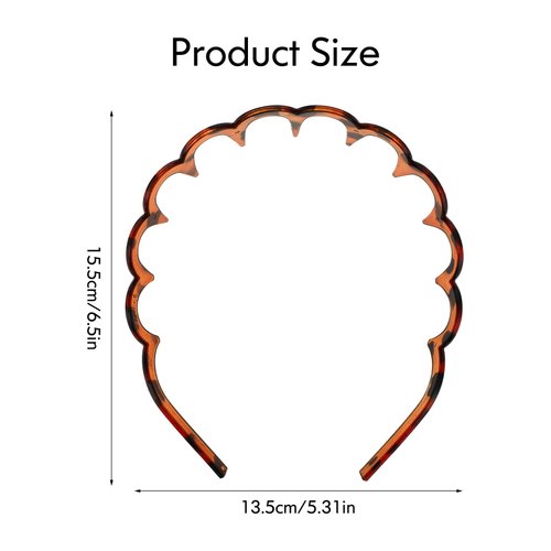 WY LIGHTING LEVEL Zig Zag Headbands, 4 Pieces Shark Tooth Hair Comb Hairband, Wavy Shape Plastic Hair Bands, Hair Hoop Accessory for Women Lady Girl (Black, Leopard-print Style)