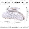 Bride Hair Claw Clip, Wedding Bride Gifts, White Acrylic Hair Clip, Rhinestone Bachelorette Party Favors, Wedding Bridal Shower Hair Accessory, Bride To Be Gifts for Her