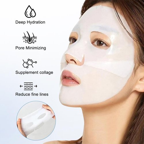 6PCS Skinqueen Bio Collagen Face Mask, Bio-Collagen Deep Mask, Pure Collagen Films Korean Deep Hydrating Firming Overnight Hydrogel Mask, Improve Moistur, Elasticity and Wrinkle