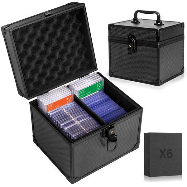 MIXPOET Graded Card Storage Box, Top Loaders Storage Case, Sports Trading Card Box, Baseball Cards Slab Case PSA MTG CSG BGS SGC Magnetic Card Holder, Waterproof Carrying Case, Collector Storage Boxes