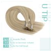 YoungSee U Tip Hair Extensions Human Hair Ash Blonde with Bleach Blonde Highlights U Tips Remy Hair Extensions for Women Highlights Keratin Hair Extensions Human Hair Hot Fusion Blonde 20In 1G/S 50G