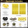 Fikowo New Years Eve Party Supplies 2025, New Years Decorations Party Decorations, Happy New Year 2025 Kit, New Years Eve Decorations Includes Banners, Balloons, Tassel Curtains, Dot Glue Party Decor