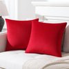 Mixhug Set of 2 Cozy Velvet Square Decorative Throw Pillow Covers for Couch and Bed, Red, 18 x 18 Inches