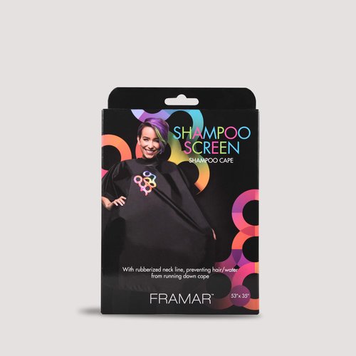 FRAMAR Shampoo Screen Salon Cape, Hair Cape – Shampoo Cape with Snap Closure and Rubberized Collar, For Hair Dye, Hair Color, Cosmetology Supplies and Hair Coloring