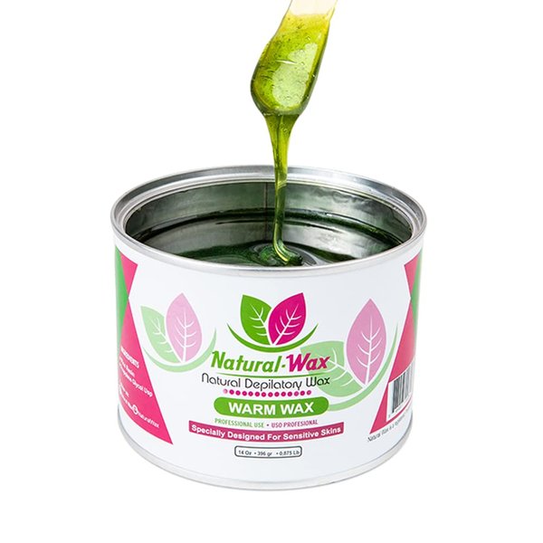 Natural Wax Depilatory Soft Wax - Professional Use - 100% Organic - Moisturizer - Gentle and Smoothing Soft Wax - Ideal for Sensitive Skin Warm Wax Hair Removal (14 oz)