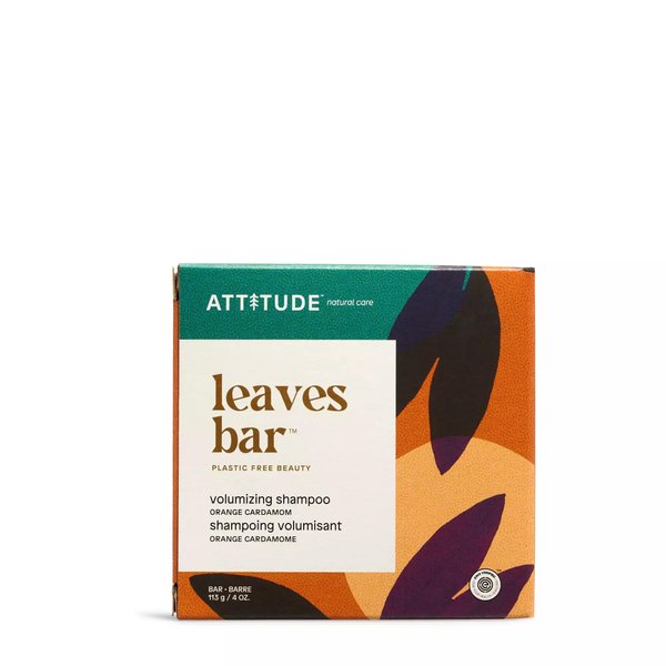 ATTITUDE Hair Shampoo Bar, EWG Verified and Plastic-free Beauty Care, Vegan and Cruelty-free, Volumizing, Orange Cardamom, 4 Oz