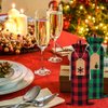 DULEFUN 12pcs Christmas Wine Gift Bags, Christmas Wine Bags Classic Buffalo Plaid Wine Bottle Bags Reusable Burlap Xmas Wine Bottle Covers Clothes for Christmas New Year Wedding Holiday Parties