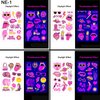 Jastli 4 Sheets Glow in The Dark Temporary Tattoos for Kids Adults Waterproof Neon UV Blacklight Body Face Flash Fake Tattoo Stickers Rave Party Supplies (Multicolor-2)