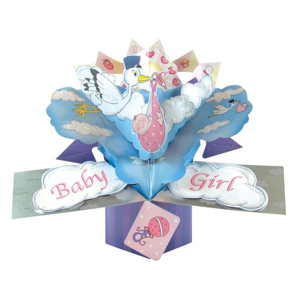 Pop Up Baby Girl Card Christmas Xmas Holiday Stocking Filler Secret Santa Present