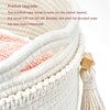 Mkono Macrame Decorative Cotton Rope Basket Boho Cute Woven Tassel Closet Storage Bins Organizer for Nursery,Baby Toys,Magazines, Potted Plants Cover,Living Room,Bedroom,Home Decor 11"x11",Small